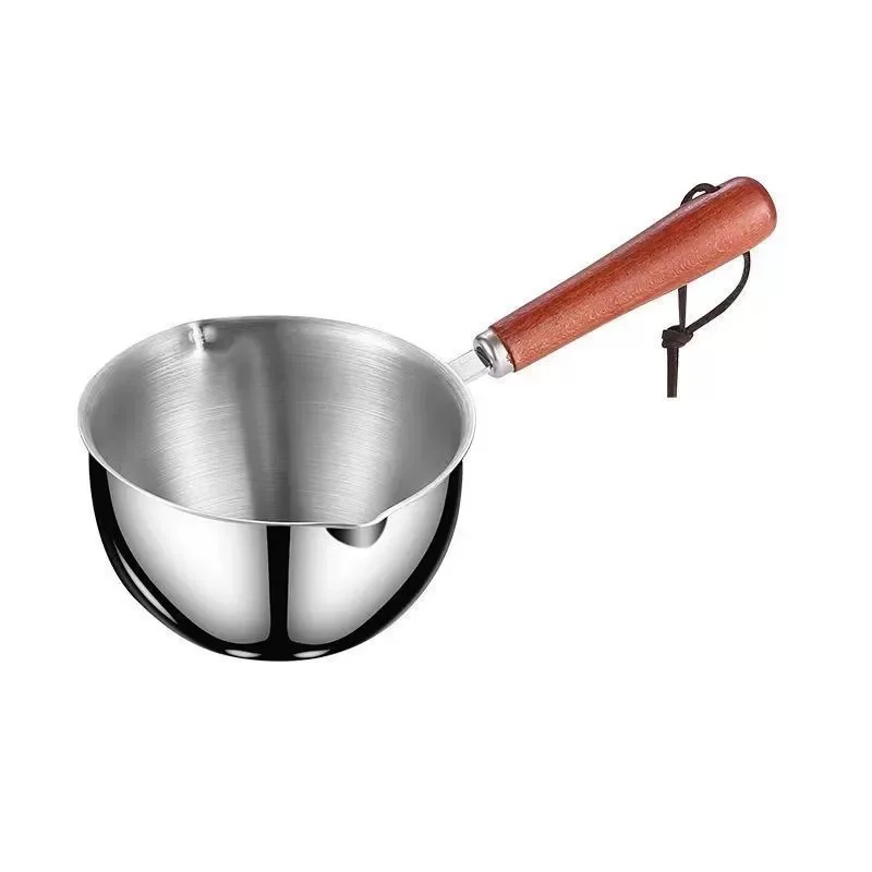 

1Pcs Stainless Steel Oil Pot Wooden/Steel Handle Mini Soup Milk Pots Thicken Small Saucepan Cooking Tools Kitchen Accessories