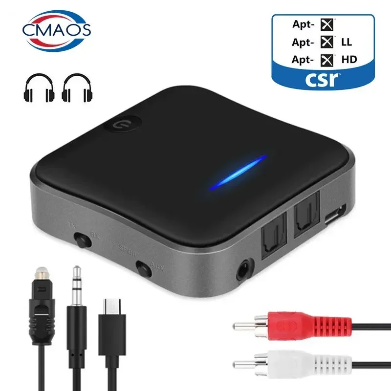 B19 AptX HD Low Latency Bluetooth 5.0 Audio Transmitter Receiver Music CSR8675 TV PC Wireless Adapter RCA/SPDIF/3.5mm Aux Jack