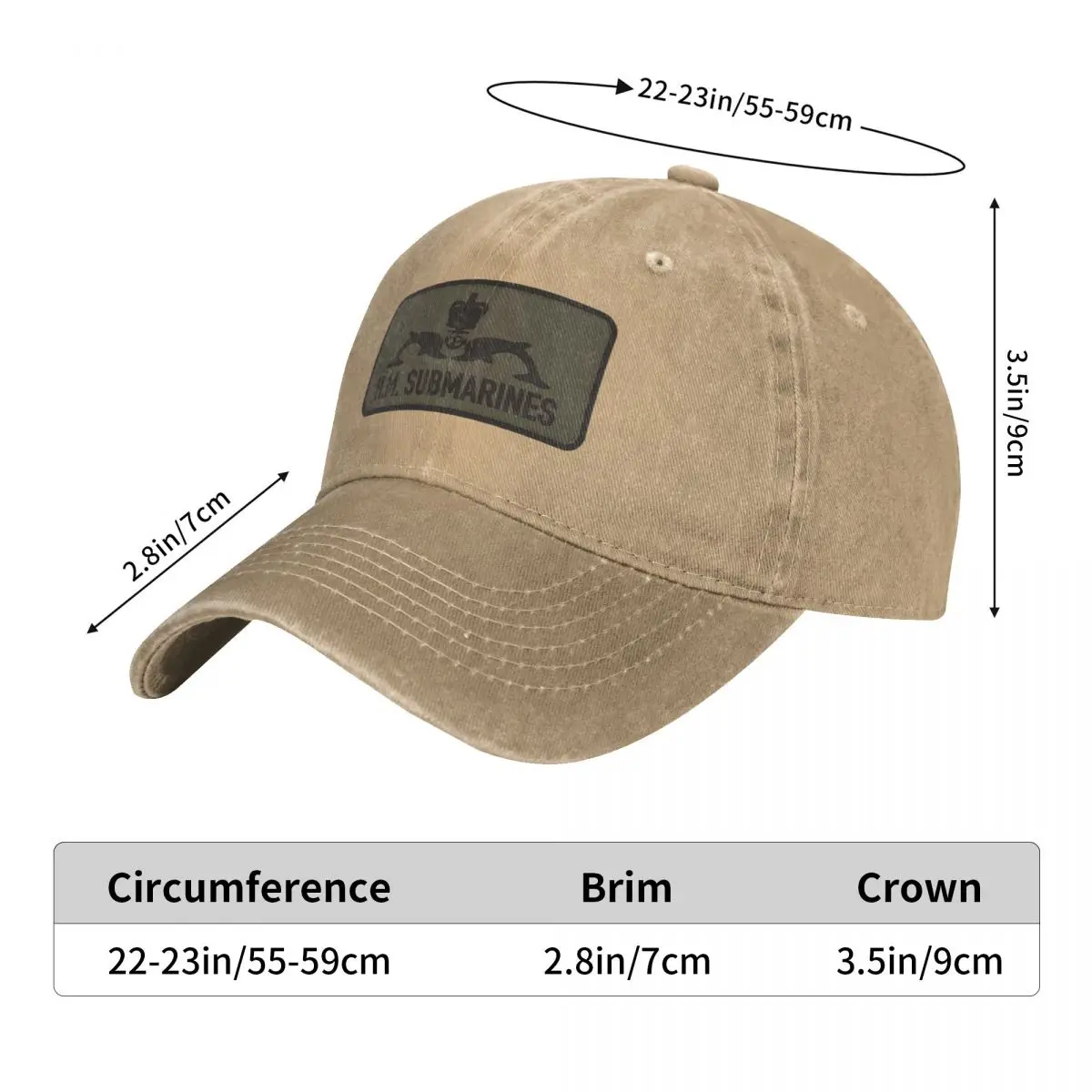 H.M. Topi bisbol tambalan kapal selam Snapback topi Denim dicuci Casquette dapat disesuaikan luar ruangan topi koboi bisbol Hip Hop