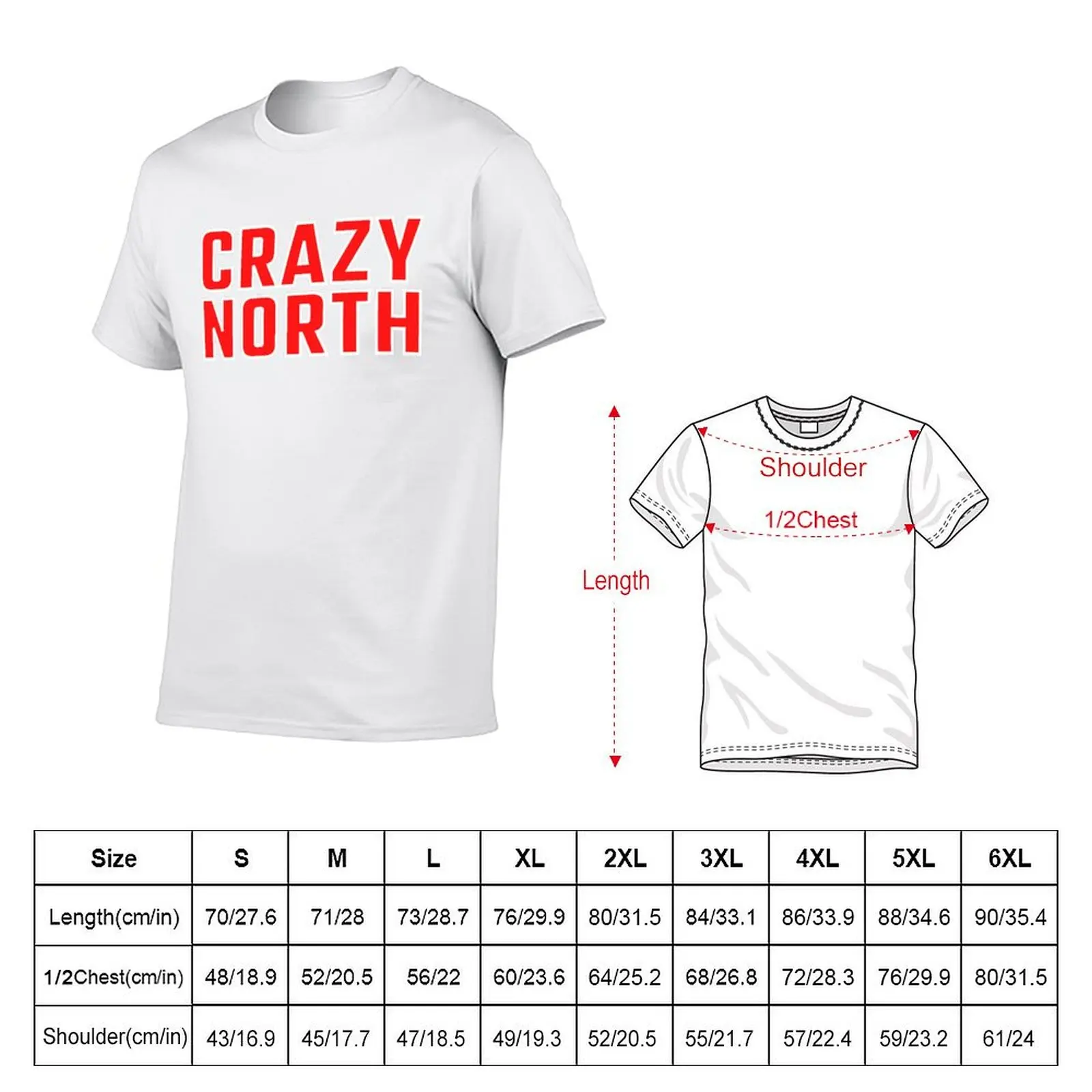 Crazy North Red Text / Red Star Belgrade Fans T-Shirt cotton t shirt man mens graphic t shirts T-Shirt