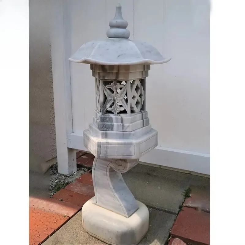 Handmade Japanese Lantern Marble Garden Lantern Outdoor Stone Lantern