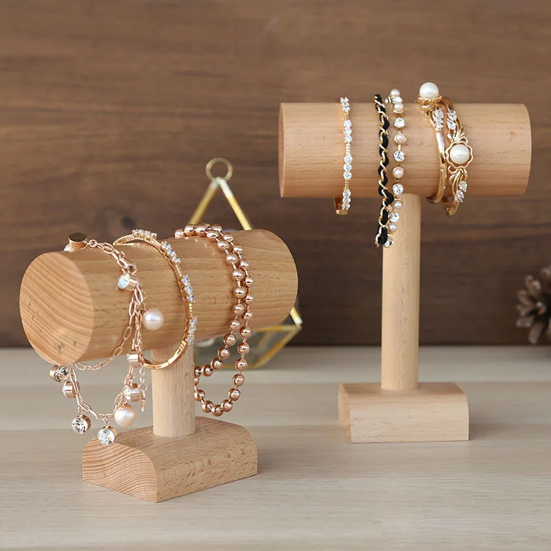 Superior Wooden Bracelet Display T Stand Rack Shelf  Watch Showing Bar Bangle Holder Jewelry Organizer Watch Stands Holders