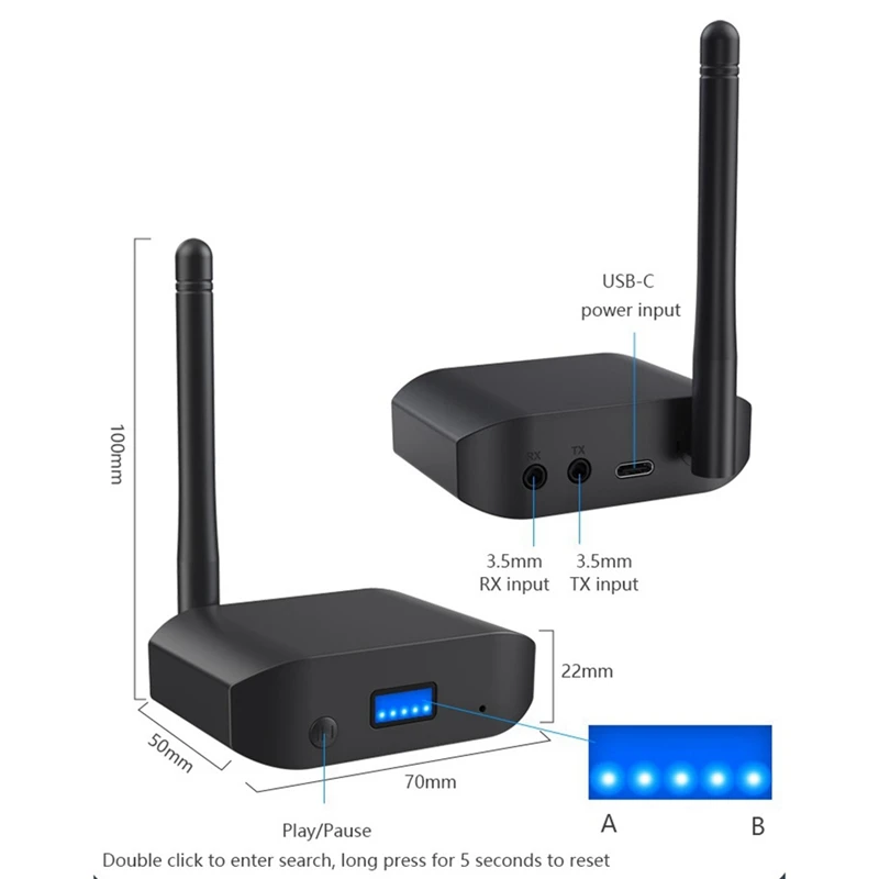Bluetooth 5,3 адаптер приема передатчика 2 в 1 Qualcomm для APTX аудио декодирования аудио Bluetooth B55 адаптер