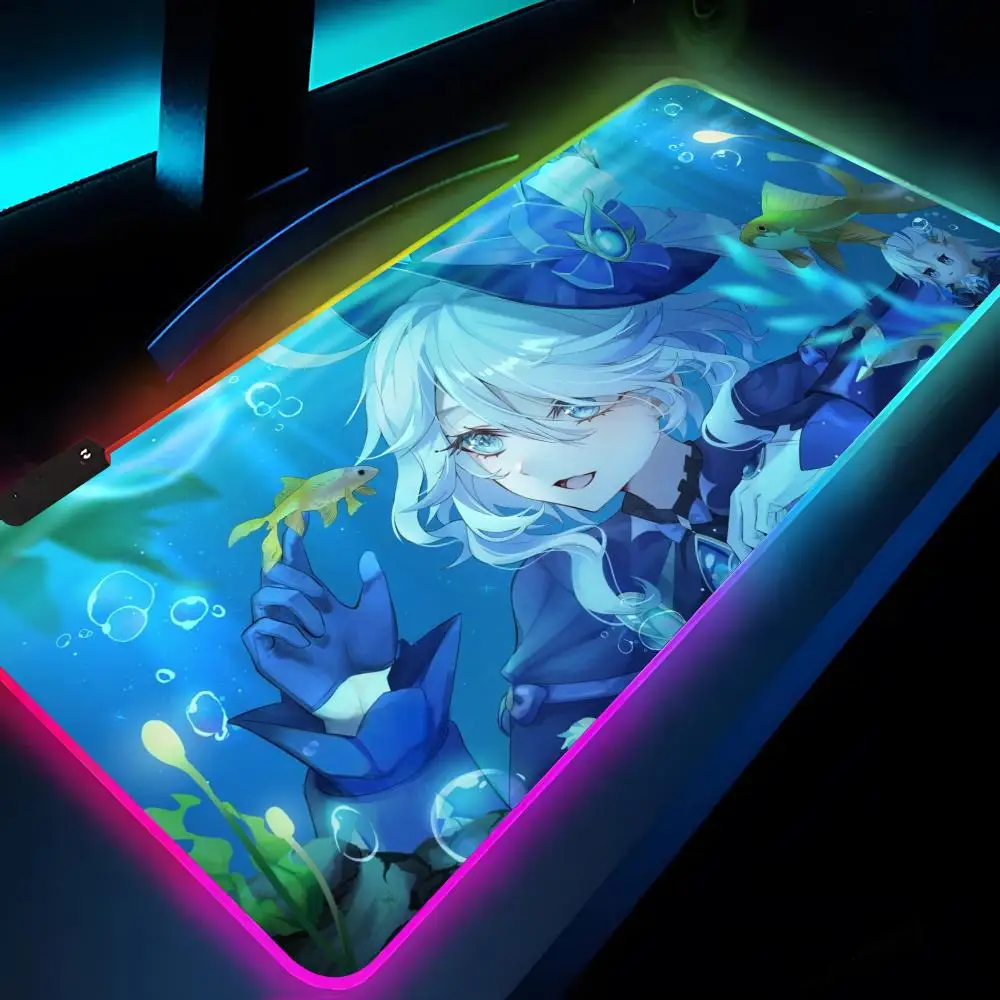 Genshin-alfombrilla de ratón de impacto Rgb Xxl, alfombrilla para ordenador portátil, alfombrilla para ratón para juegos, teclado retroiluminado, alfombrillas de mesa para chica, escritorio