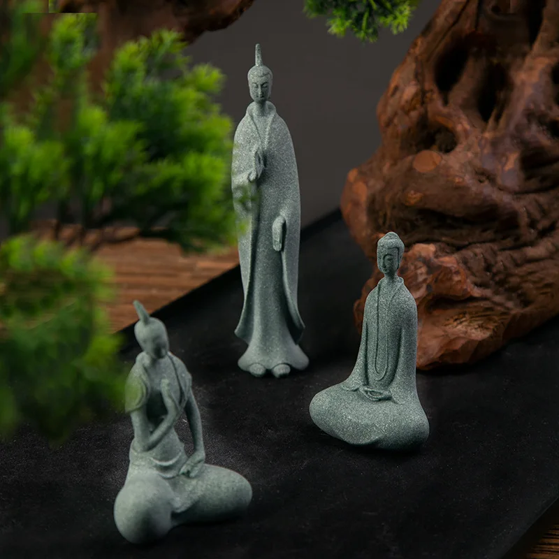 Mini Buddhist Monks Figurines Garden Buddha Zen Statue Tibetan Buddha Figurines Garden Ornament Meditation Aquarium Decoration