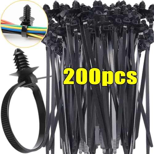Imagen 1 del producto Bridas para cables de nailon con cabeza de rosca, correas de gestión de atado de cables automotrices autoblocantes, sujetador para cables de coche y camión, Clips fijos