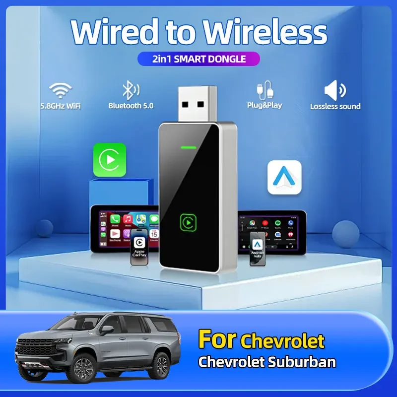 

2025 New Car Styling 2in1 Wireless Android Car Adapter Carplay Smart Dongle Plug and Play Car Accessories For Chevrolet Suburban