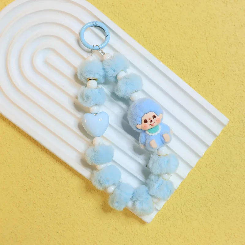 لطيف أنيمي مطرز قلادة المفاتيح سوار الهاتف على ظهره يتدفقون الديكور لفتاة، قلادة من الخرز مع تصميم عشوائي هدية