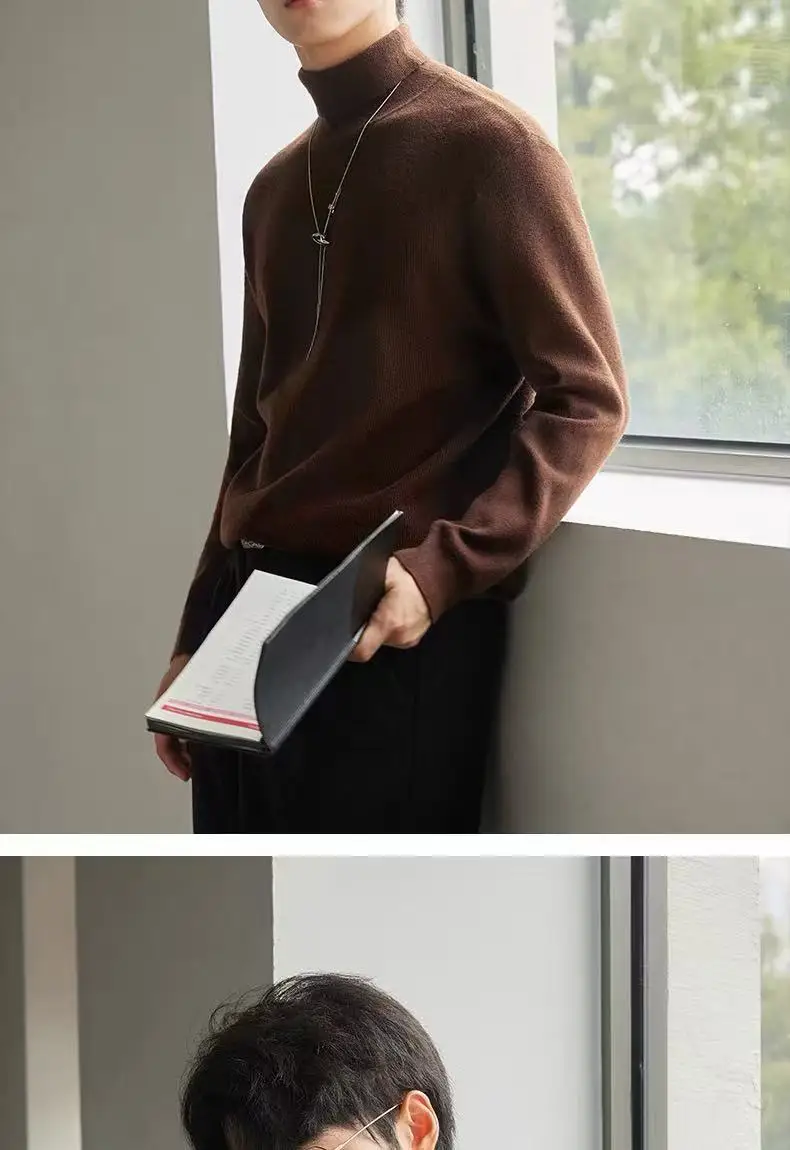 Half-neck sweater sweater men's warm and velvet padded men's bottoming shirt in autumn and winter