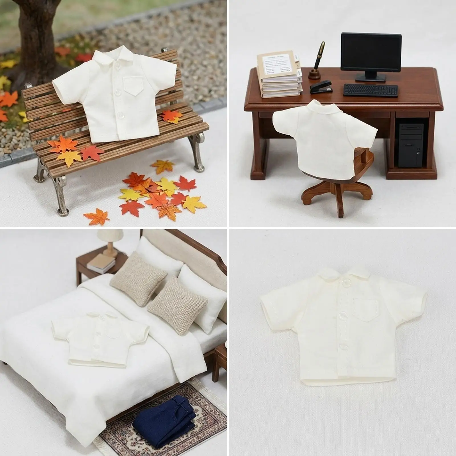 

Dollhouse Miniature 1/12 Shirt Fabric Action Figure Outfit Short Sleeve Clothing for 6 Inch Collector Dolls Accessories
