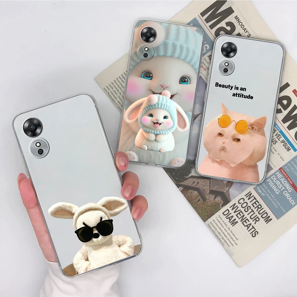 Phone Case For OPPO A17 A17K Cute Healing Pattern Clear Soft TPU Silicone Shockproof Back Cover Shell For OPPO A 17 Fundas Coque