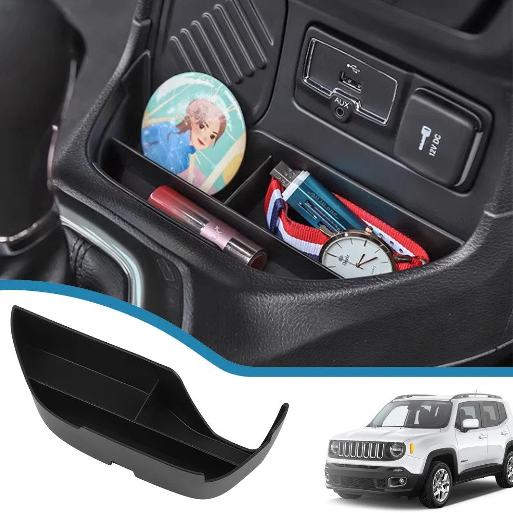 

Car Front Gear Shift Storage Box Organizer Tray Container Stowing Tidying for Jeep Renegade 2019-2023 Auto Interior Accessories