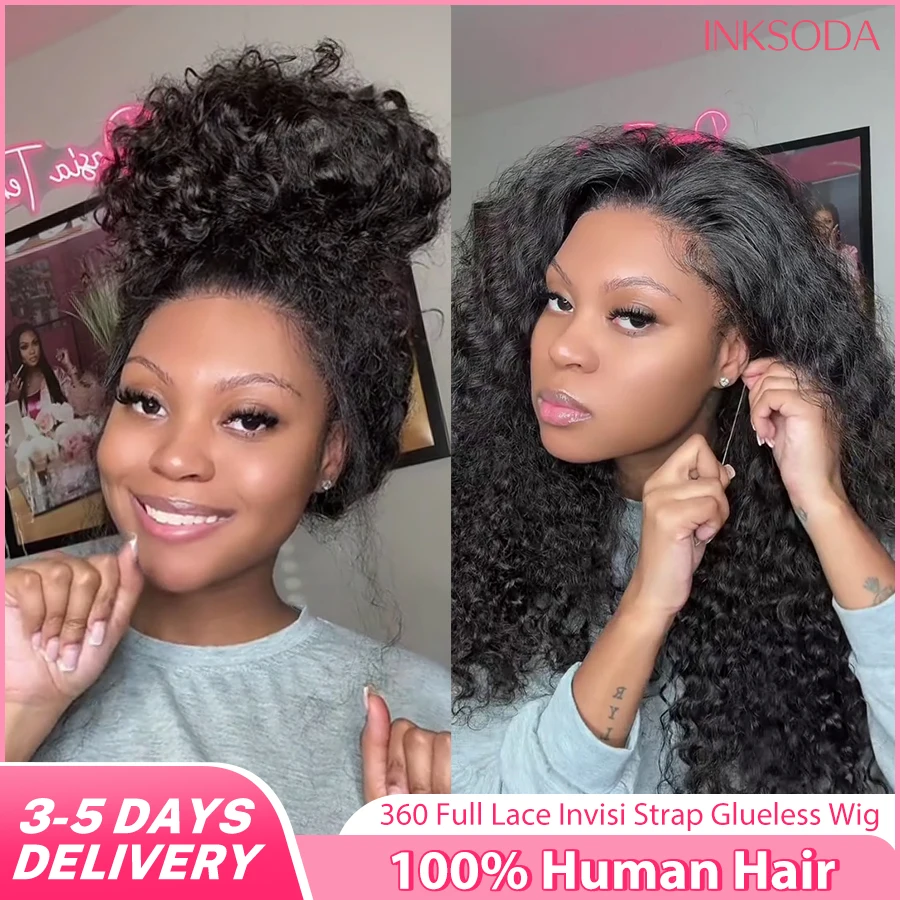 

Парик 220% Invisi Strap 360 HD Full Lace Frontal Deep Wave, черный, 100% натуральные волосы, 30-40 дюймов, с завязками, без клея, кудрявый, плотный