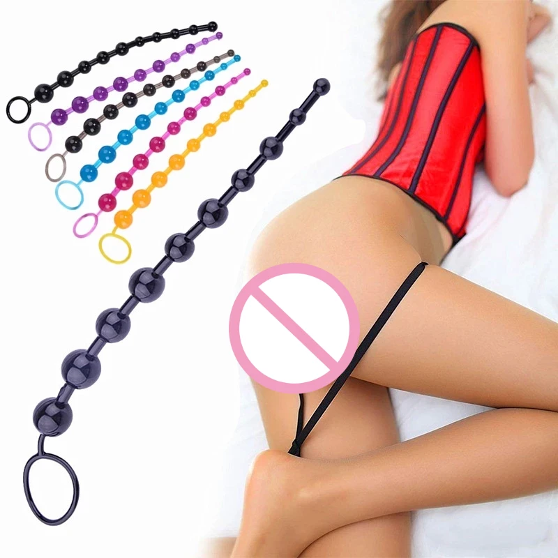 10 beads Soft Rubber Anal Plug Beads Long Orgasm Vagina Clit Pull Ring Ball Butt Toys Adults Women Stimulator Sex Accessories