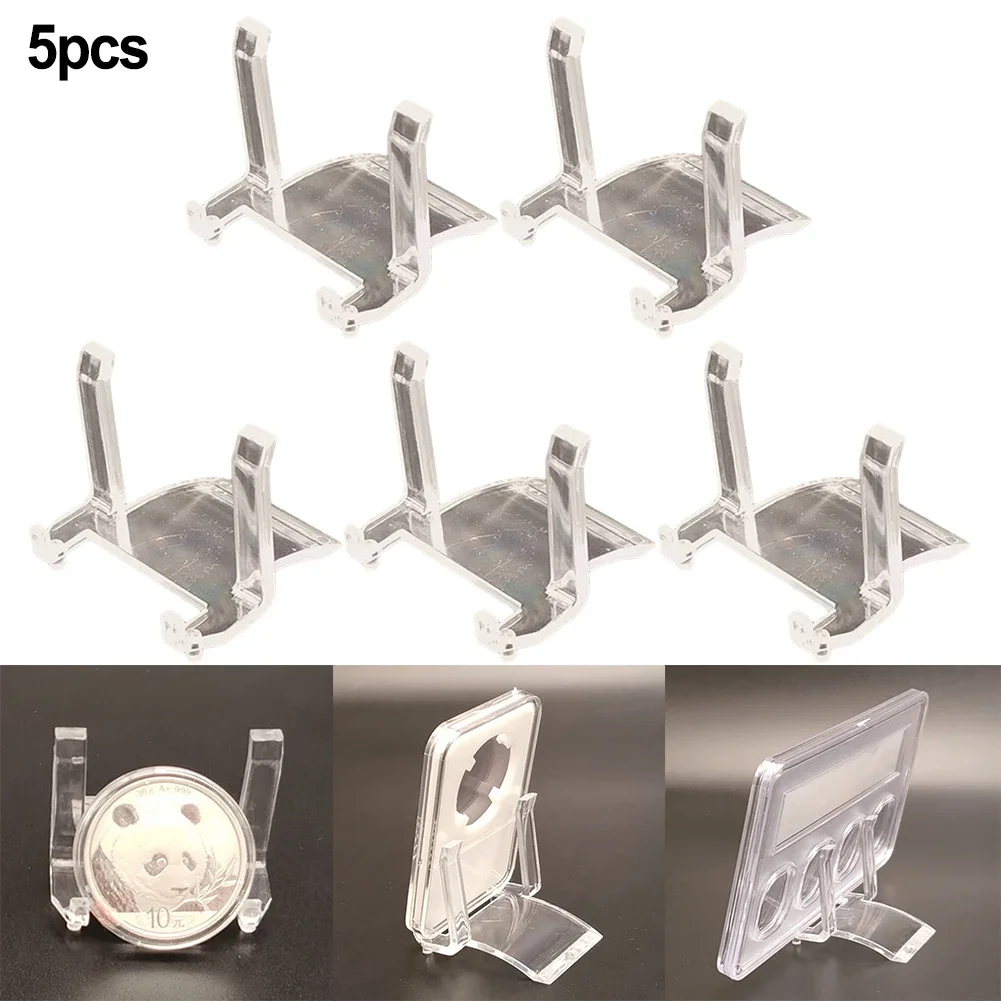 5Pcs Acrylic Coin Display Stand Holder Card Easel For Medal Coin Commemorative Capsule Support Display Rack Exhibitions Shelf