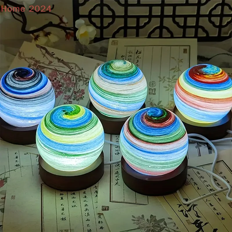 3D Moon Glass Lamp USB Powered Planet Mini Night Light With Wooden Stand Gifts For Girls Boys Friends Birthday Valentine's Day