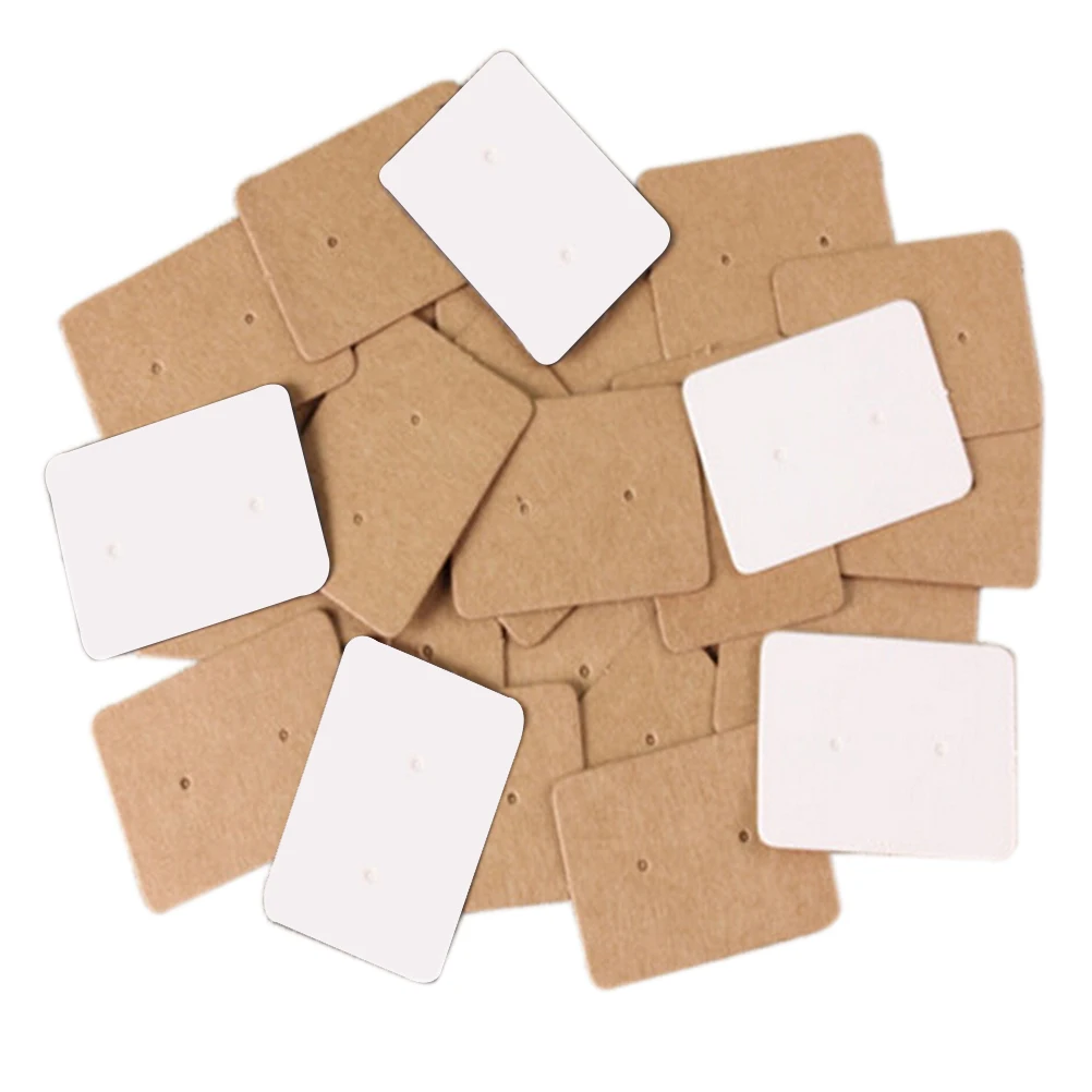 100pcs Professional Type Earring Ear Studs Holder Display Hang Kraft Cards Paper