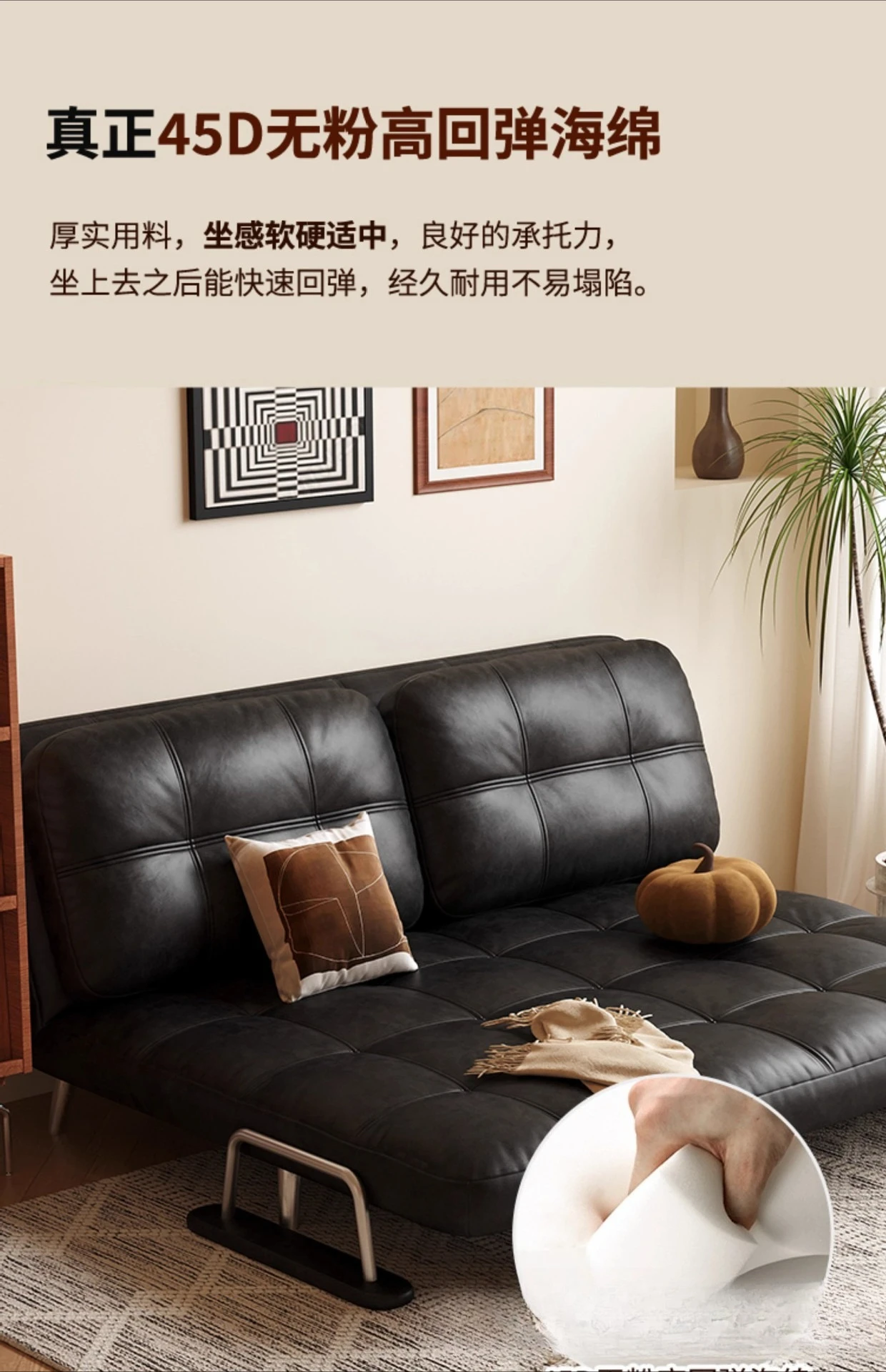 أريكة سرير مفرد قابلة للطي، أريكة خشبية صلبة قابلة للسحب مزدوجة الأغراض #4