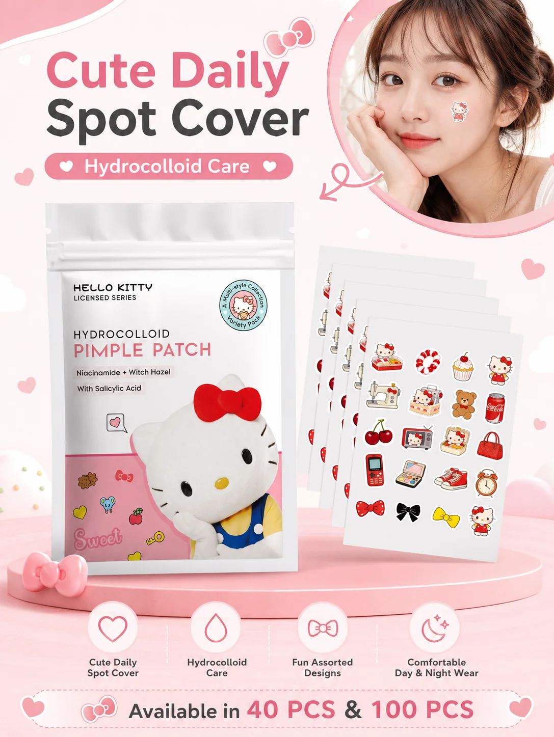 

Sanrio Cute Cartoon Pimple Patches, Invisible Acne Spot Covers, Hydrocolloid Face Care Stickers