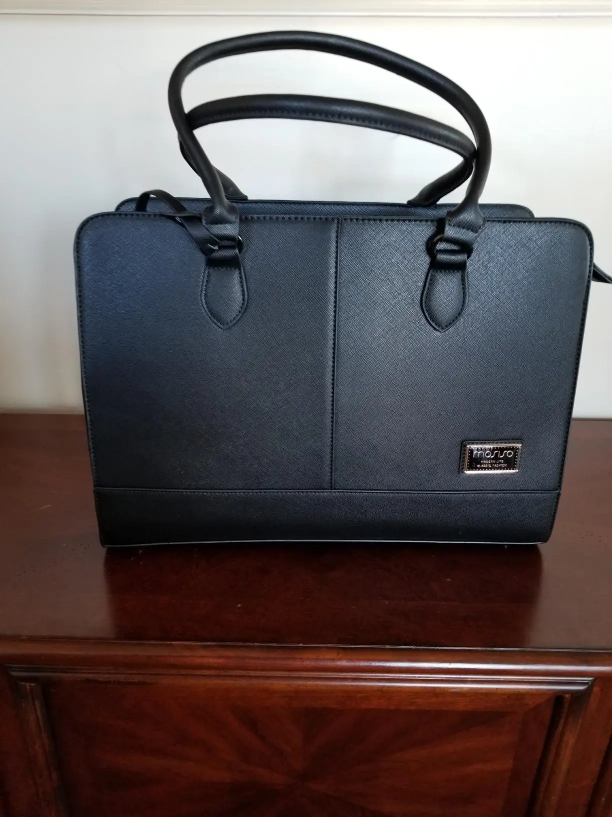 MOSISO Women Laptop Tote Bag 15.6 inch, PU Leather Large Capacity with 3 Layer Compartments Business Work Briefcase