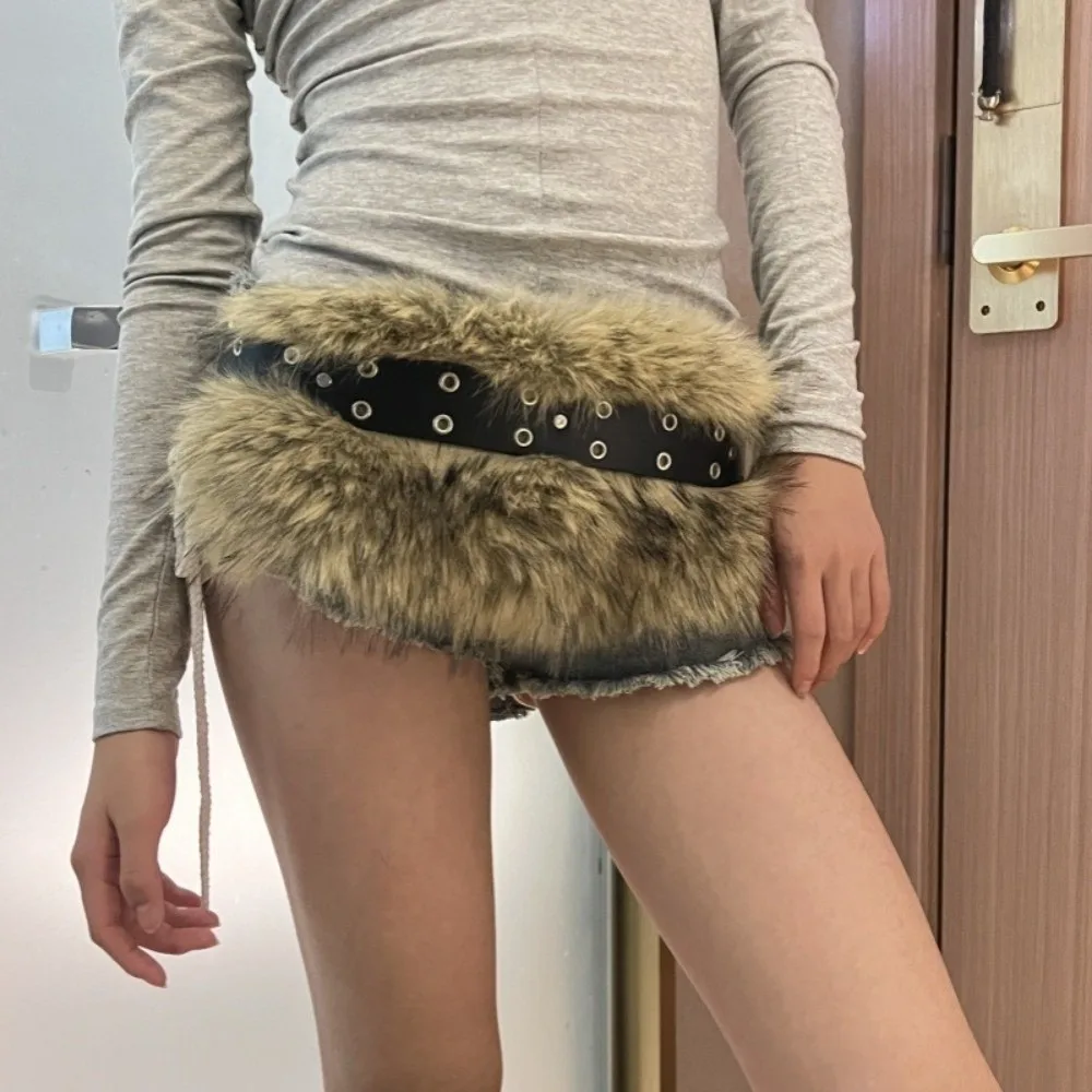 خمر فروي الفراء أحزمة الخصر مثير الخصر سلسلة بو الجلود فاسق حزام البنطال الجينز للنادي الليلي #3