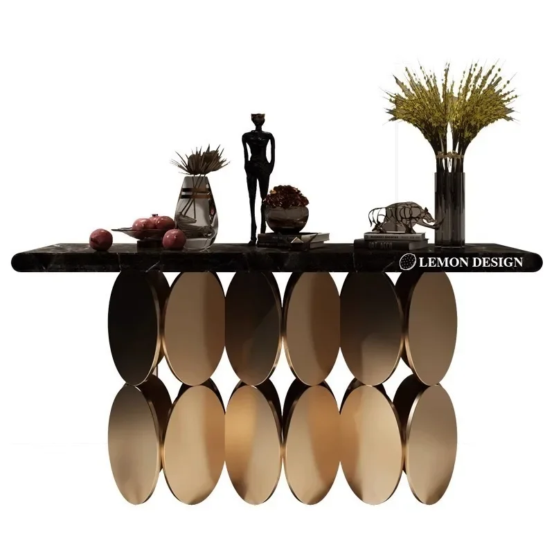 

D80 Light luxury entrance table Designer marble entrance table After entering the entrance hall, modern simple end view table