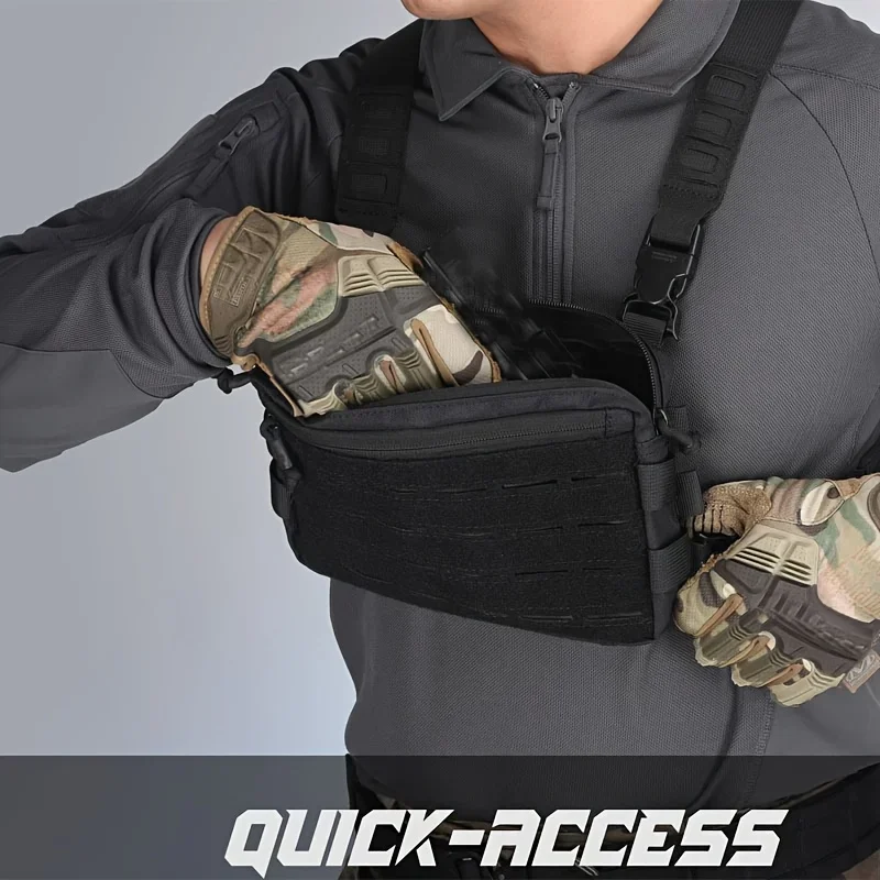 حقيبة ظهر تكتيكية للتعليق على الصدر، حقيبة صدر للجري، مع حلقة أمامية معلقة على الصدر، مناسبة للخارج