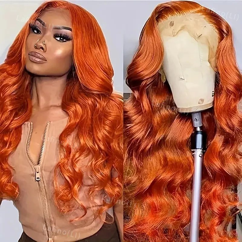 36 Inch Ginger Orange Body Wave 13x6 Transparent Lace Front Human Hair Wig 200% Highlight 13x4 Lace Frontal Wigs For Women