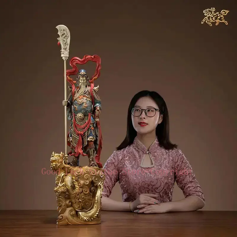 

82cm Huge Large high grade GOOD LUCK God of wealth Dragon GUAN GONG Mammon Bronze statue HOME Shop Club BAR Company Patron saint