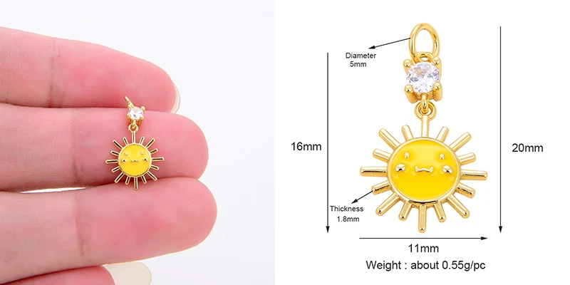 Trendy Mini Windmühle blinkende Bolzen Stern Sonne Mond Regenbogen Schneeflocke Charm Anhänger, Handwerk Schmuck Halskette Armband Zubehör S28 – Detail 4