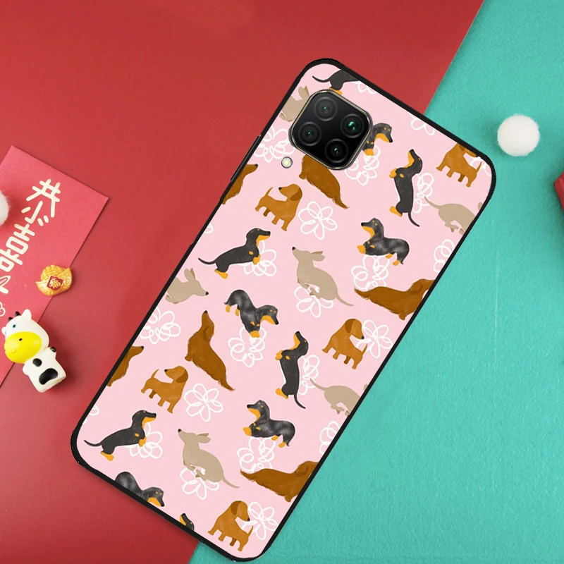 Etui na telefon Huawei Nova Y73 Y70 Y72 Y60 Y90 Y61 Y91 8i 7i 11i 12i 12s 9 10 SE P20 P30 P40 Lite z motywem jamnika (dackla)