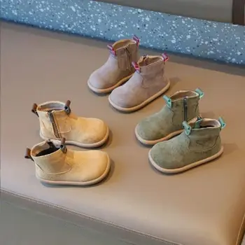 Dziewczęca księżniczka buty z kryształkami dziecięca buty jeździeckie jesienna zima pluszowa miękka podeszwa niemowlę krótkie buty dziewczęce zimowe 24-36