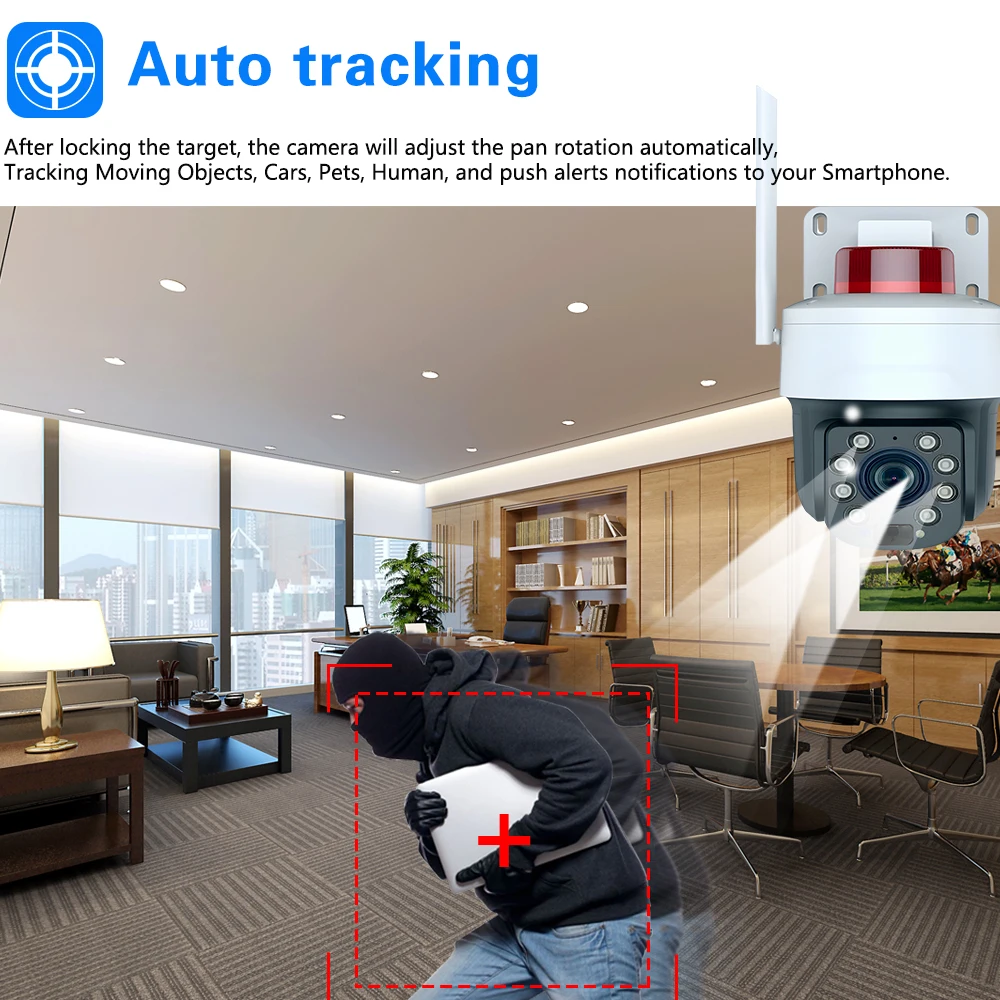 Tuya 5MP 50X 30X Zoom WiFi PTZ Security Camera Auto Tracking Outdoor Smart Life CCTV Surveillance Camera Color Night Vision