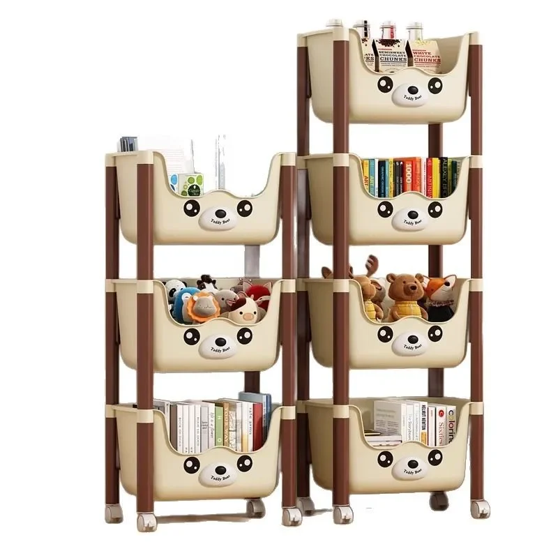 

trolley rack floor-to-ceiling multi-layer household living room snacks baby products storage rack removable children's bookshelf