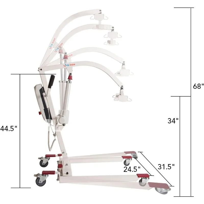 Patient Lift Electric Foldable Hydraulic Body Transfer Device for Home Use Elderly Battery Powered 400 lbs Weight Capacity