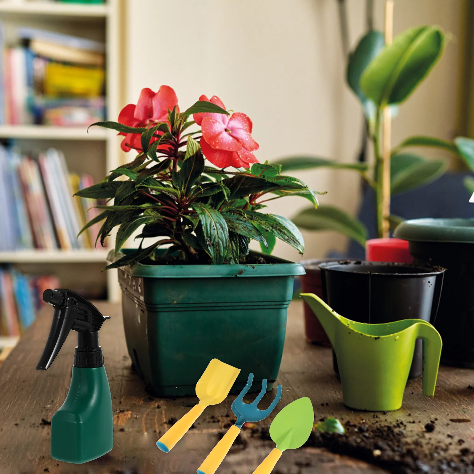 1Set Gardening Planting Tools Kit with Storage Bag Watering Can Gloves for Indoor Outdoor Use Gardening Bonsai Shovels