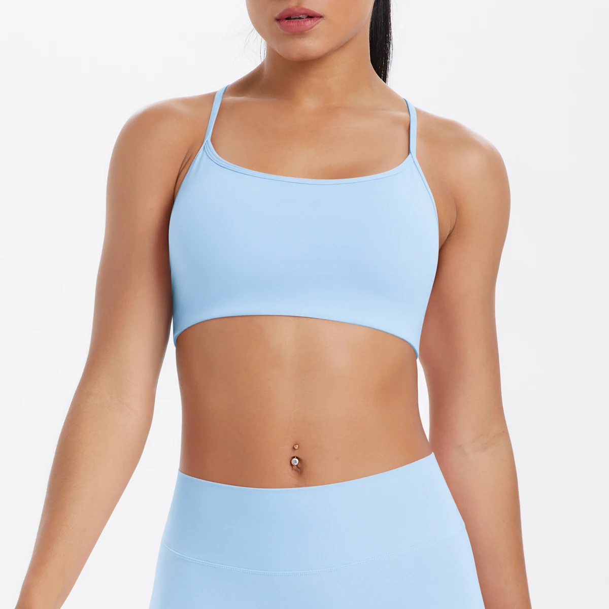 Tanktop für Damen, Yoga-BH, Yoga-Unterwäsche mit Brustpolster, einfarbig, schöner Rücken, Kreuz-BH, stoßfestes Workout-Top für Fitness und Laufen. – Detail 26