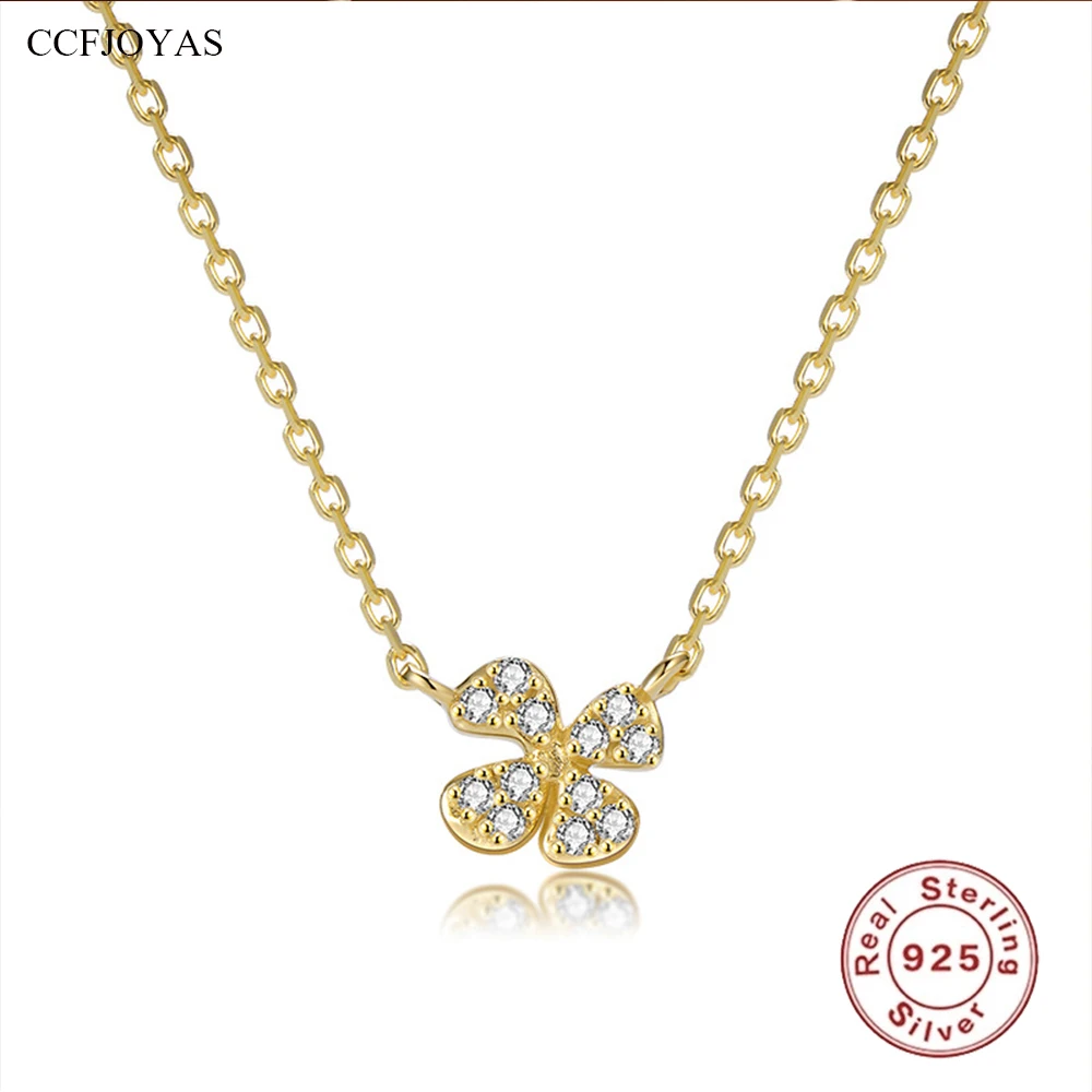 

CCFJOYAS 925 Sterling Silver Mini Cute Flower Pendant Necklace for Girl Japanese and Korean Light Luxury Zircon Clavicle Necklac