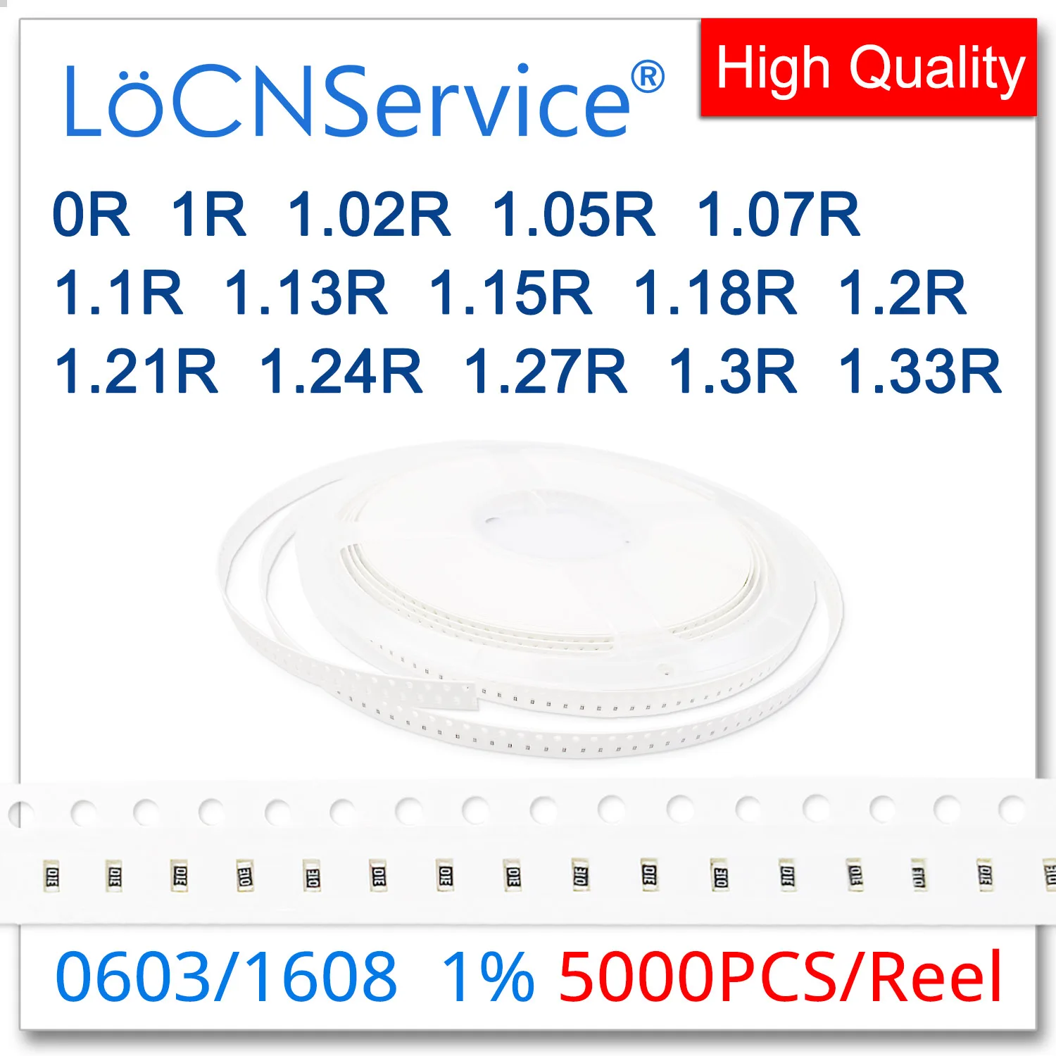 LoCNService 0603 1% 5000PCS 0R 1R 1,02 R 1,05 R 1,07 R 1,1 R 1,13 R 1,15 R 1,18 R 1,2 R 1,21 R 1,24 R 1,27 R 1,3 R 1,33 R 1608 Widerstand OHM