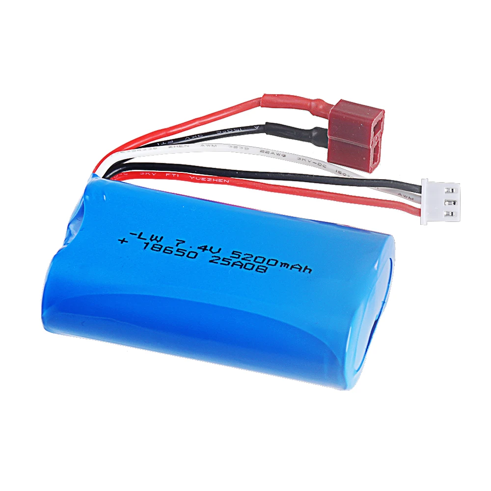 (T PLUG) 18650 Li-ion Battery 7.4V 5200mAh For Wltoys 10428 /12428/12423 RC Car Parts 2s 7.4v Battery For 144001 Q46 Racing Cars