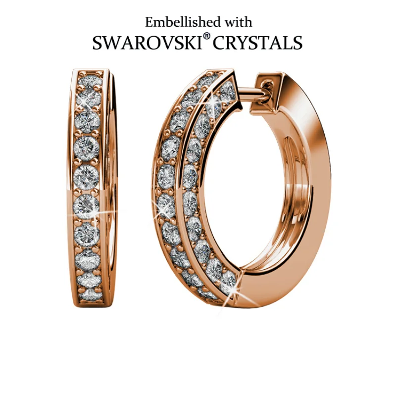 Daisini Exquisite 16mm Hoop Earrings Embellished with Premium Grade Crystal From Swarovski 18K Gold Plated Jewelry for Women