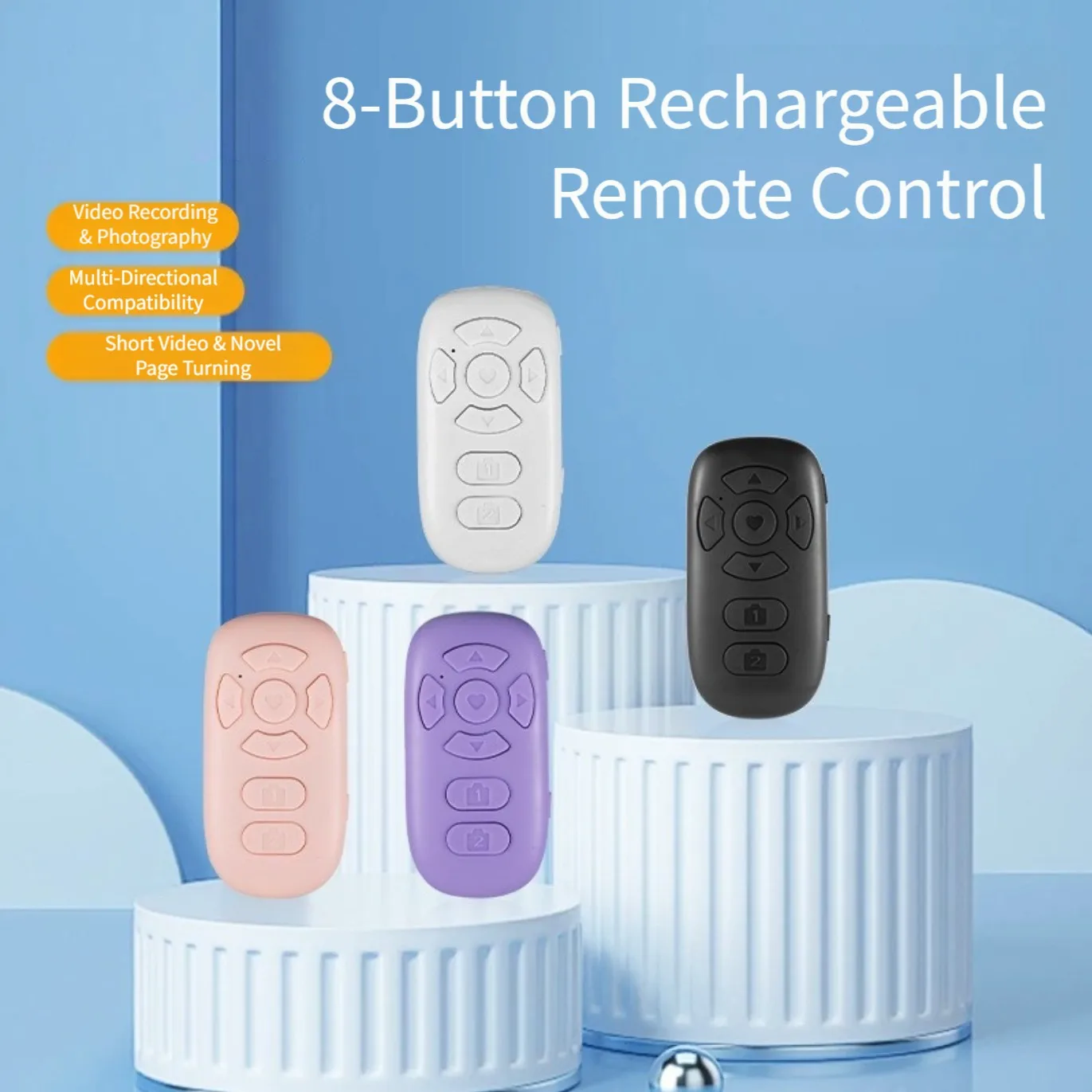8 Buttons Wireless Remote Control For Phone Selfie Video Page For Turner Mobile Phone Selfie Control Button Control Device