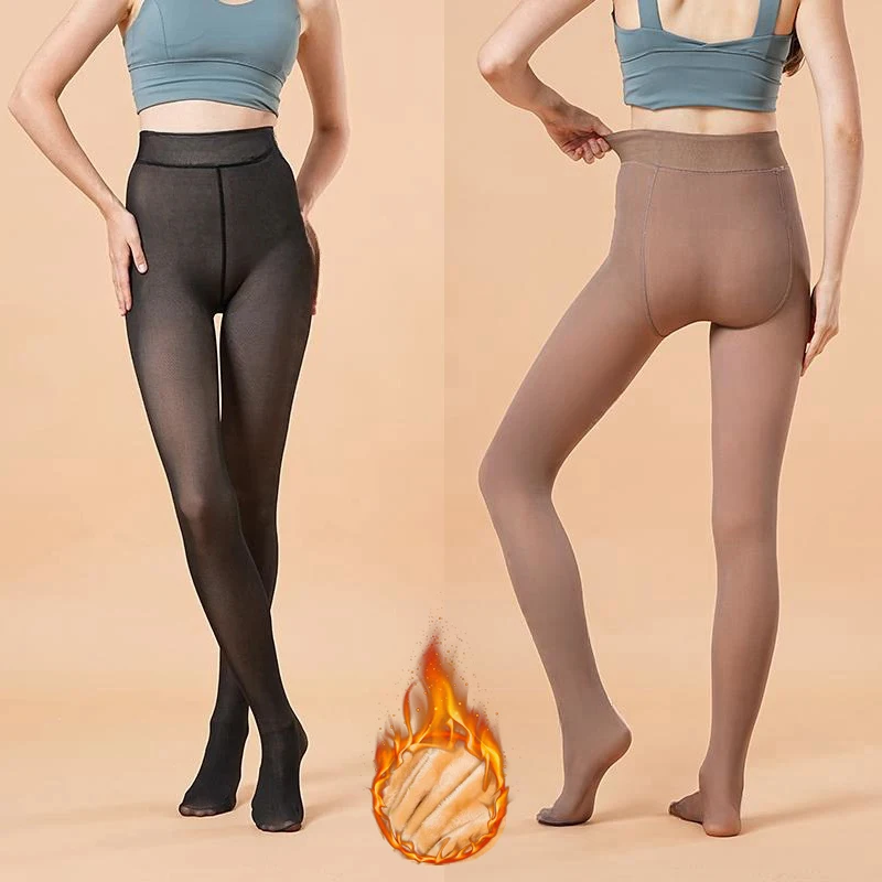

230g Women Fleece Warm Pantyhose Sexy High Waist Elastic Thick Leggings Female Solid Translucent Slim Tights Winter Thermal Sock