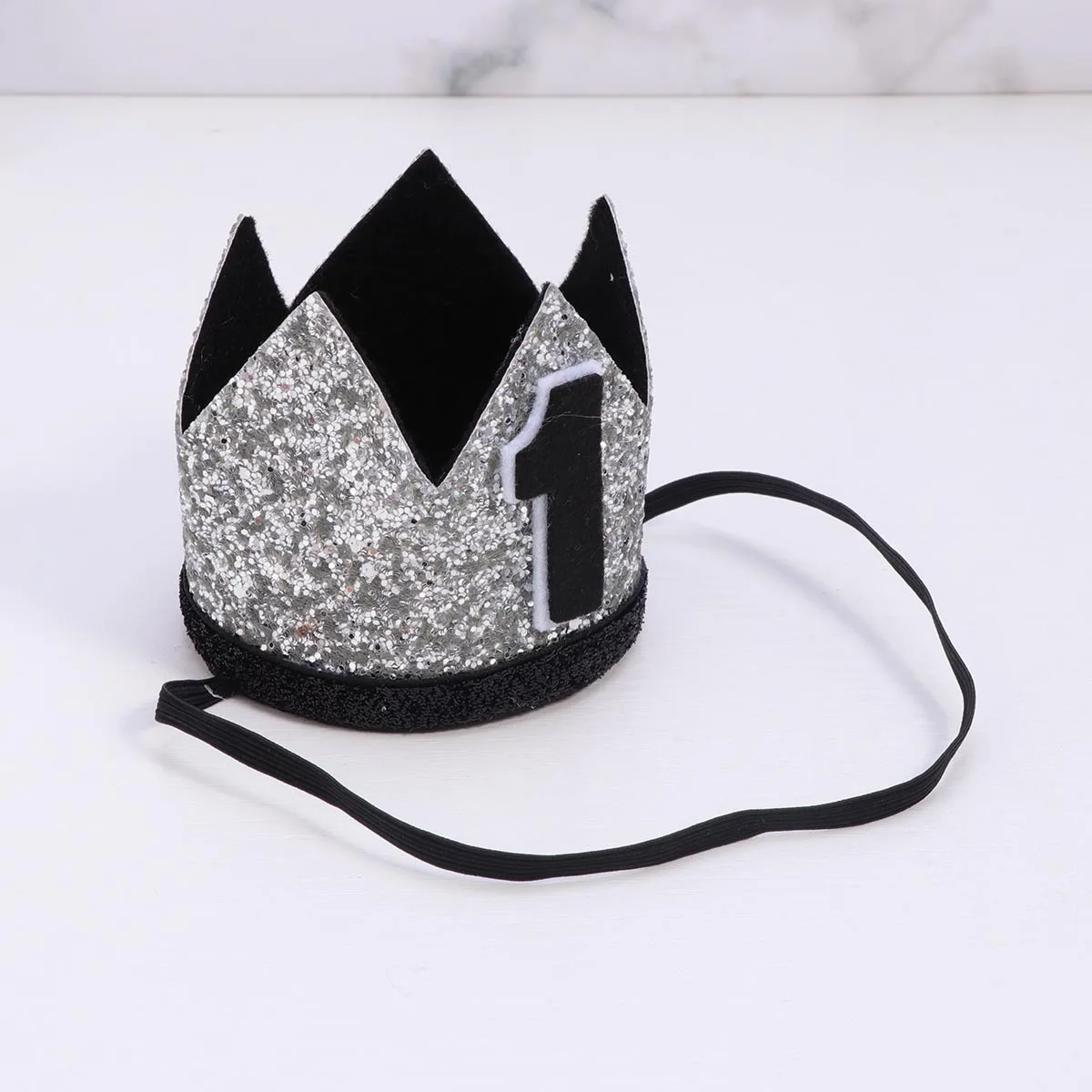 

Headwear For Black 1St Birthday Party Tiara Shiny Glitter Photo Prop Durable Hair Accessory Birthday Crown Party Hat