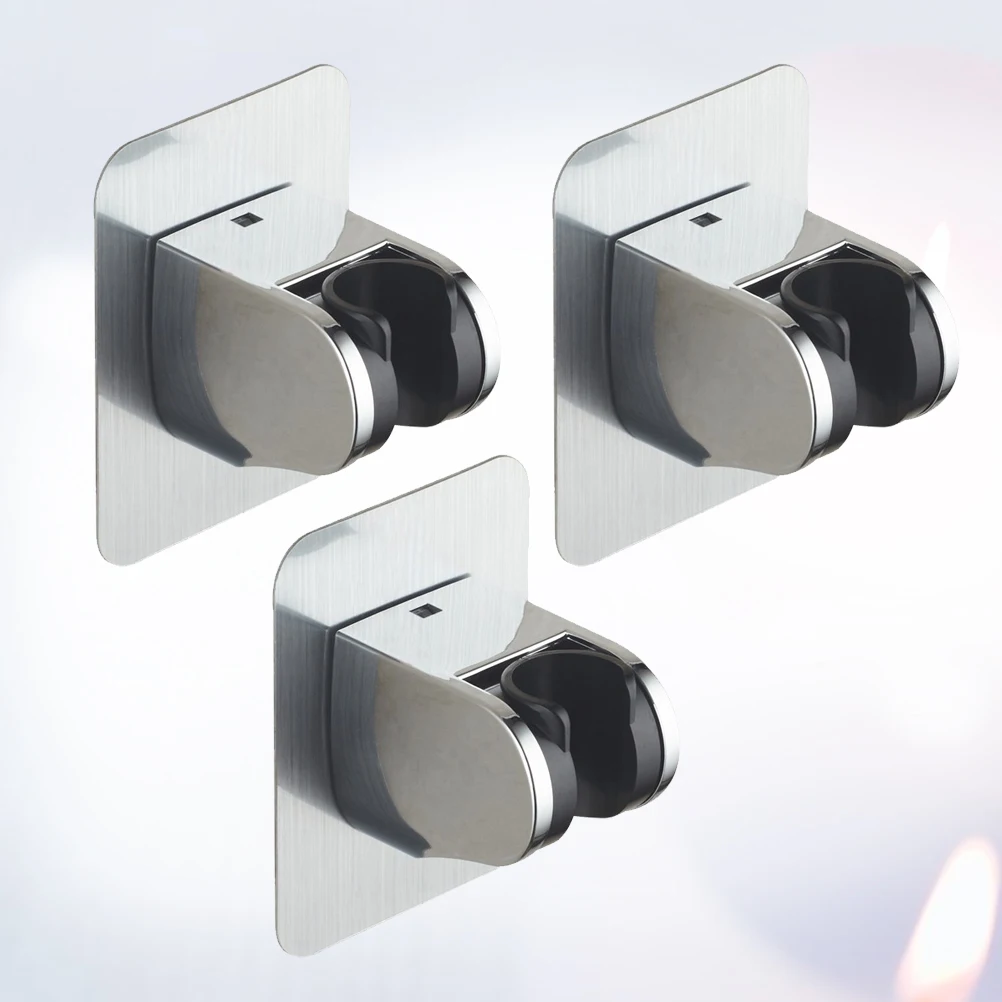 

3 Pcs Adhesive Shower Nozzle Base Silver Suction Cup Mount Head Holder Bathroom Hotel Strong Adhesive 7 Speed Angle