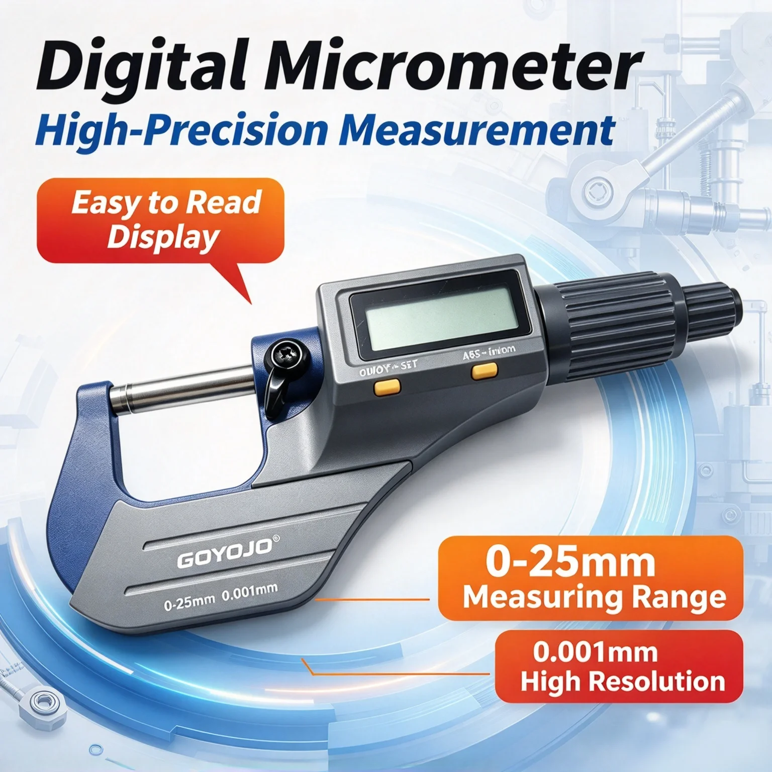 GOYOJO 0-25mm Electronic Digital Micrometer 0.001/0.01 mm High Precision Digital Caliper Gauge For Precision Measurement