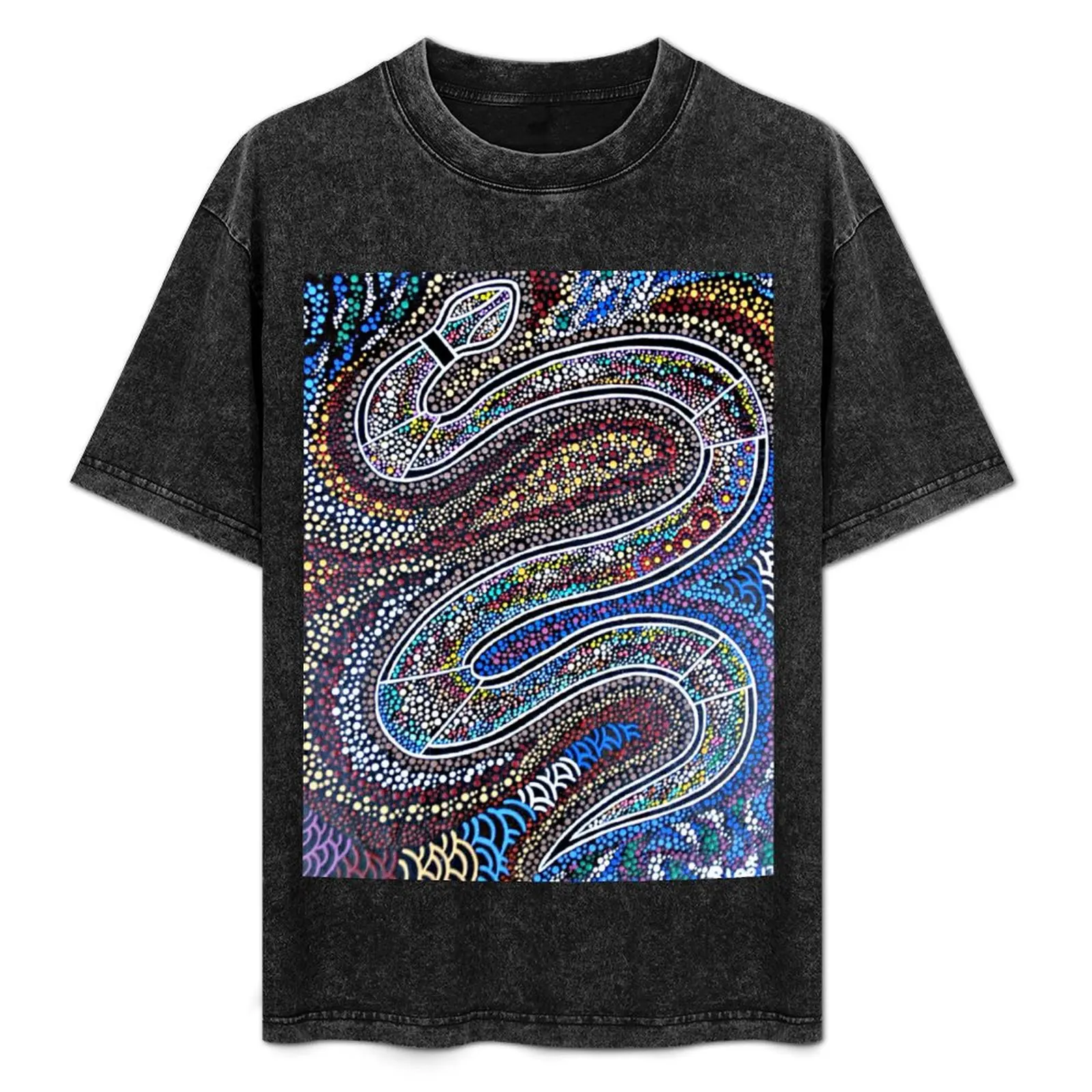 

Rainbow Serpent T-Shirt Basic Plain Short Sleeve Crew Neck Tee