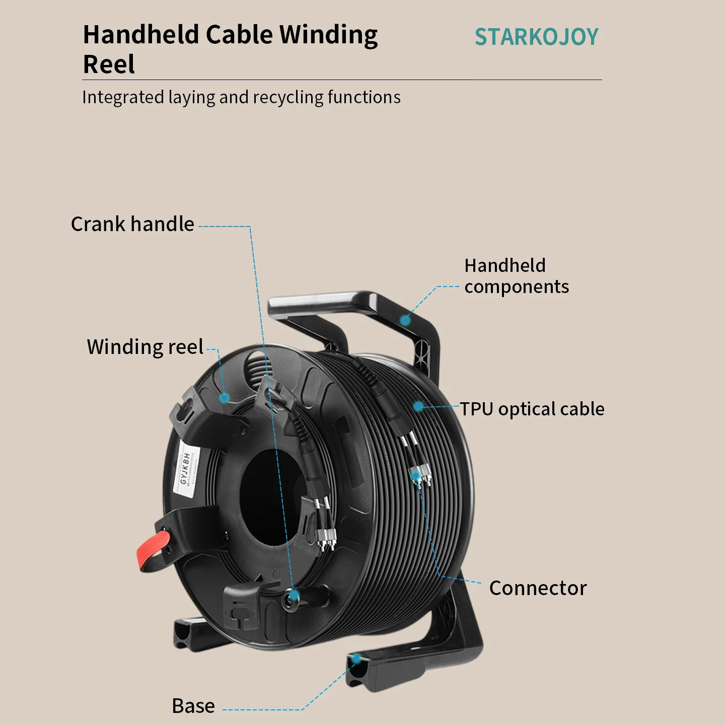 200m Tactical Fiber Optic Cable Reel 2/4/6/8 Core Singlemode OS2 Armored TPU Jacket Cable,for Broadcast Stage,OB Van,Event Stagi