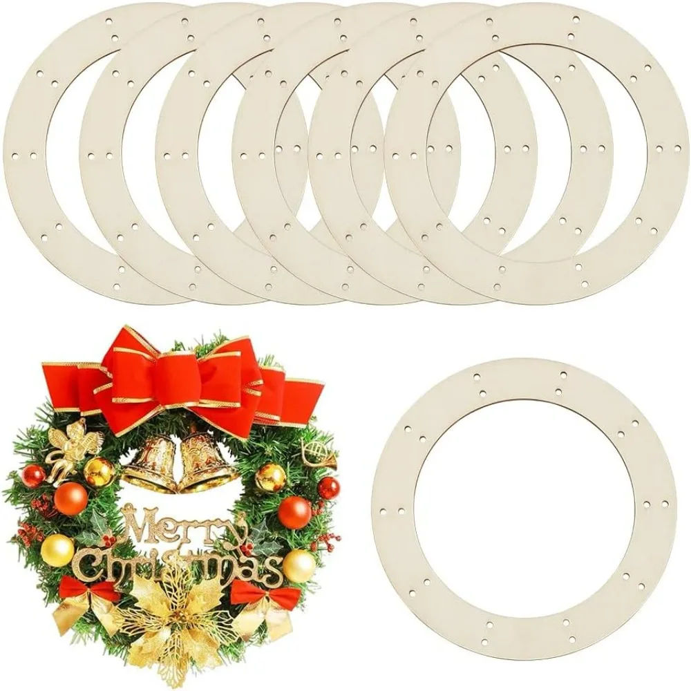 

8 шт. деревянное кольцо для цветочной композиции с предварительно вырезанными отверстиями, бежевое деревянное кольцо для цветочной композиции для поделок, украшение дома