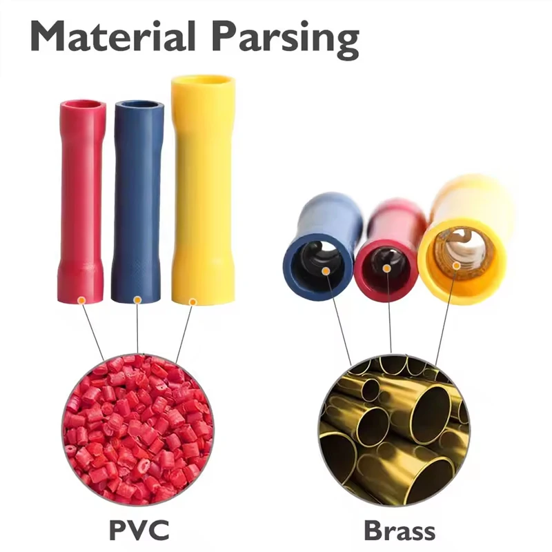 ZiiZ Assorted Butt Connector Insulated Crimp Terminals Electrical Cable Wire Connectors BV1.25 BV2.5 BV5.5 Car Accessories